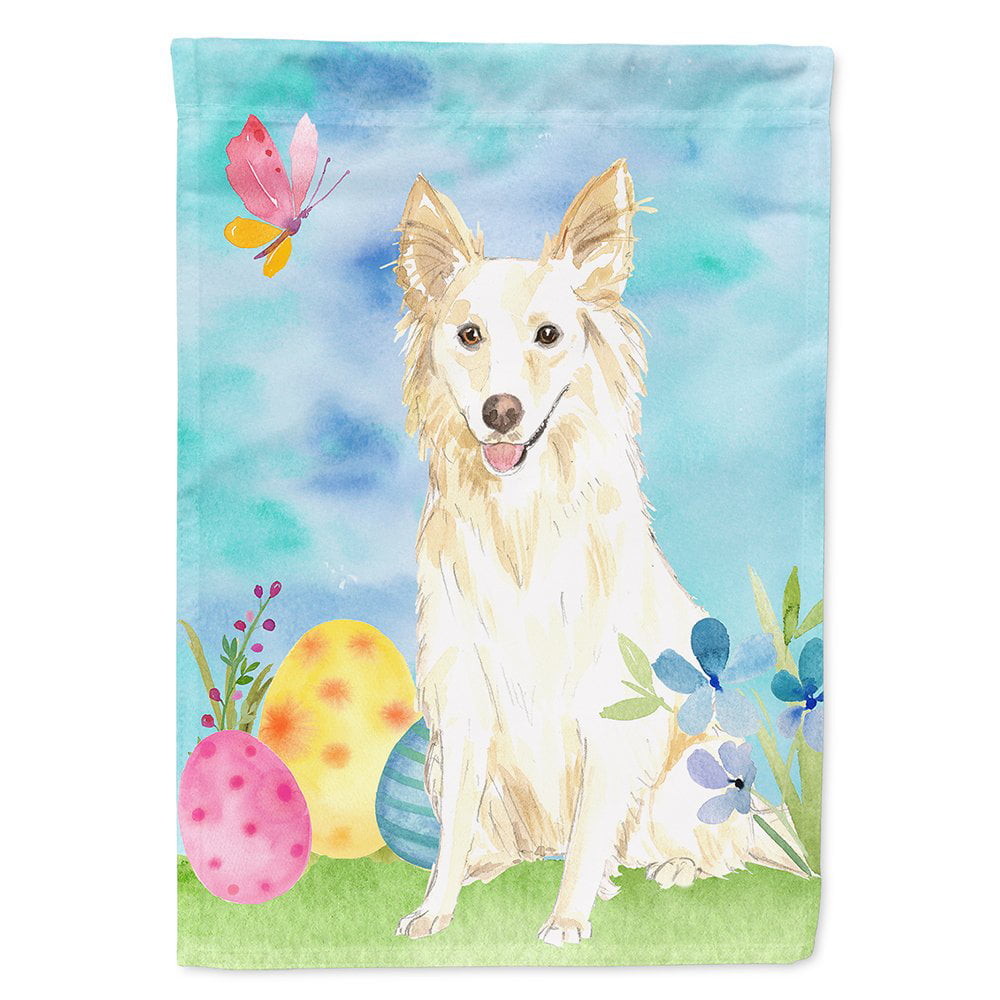 CK1893CHF Easter Eggs White Collie Flag Canvas House Size
