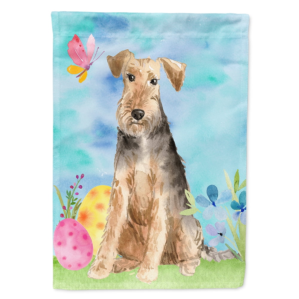 CK1895CHF Easter Eggs Welsh Terrier Flag Canvas House Size