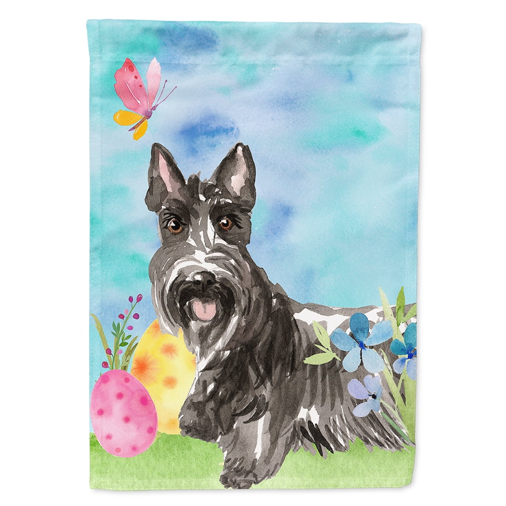 CK1902CHF Easter Eggs Scottish Terrier Flag Canvas House Size
