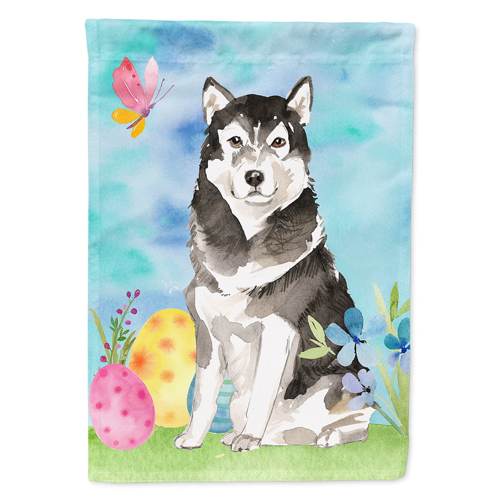 Easter Eggs Alaskan Malamute Flag Canvas House Size
