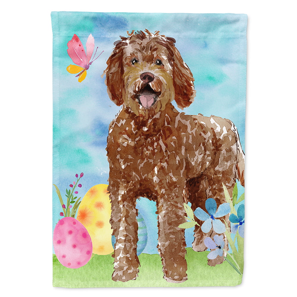Easter Eggs Labradoodle Flag Canvas House Size