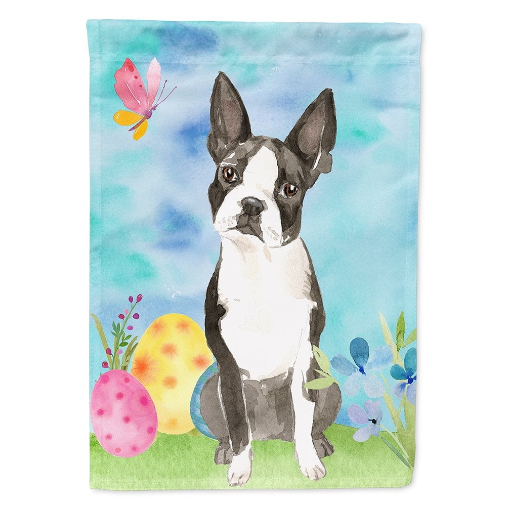 CK1923CHF Easter Eggs Boston Terrier Flag Canvas House Size