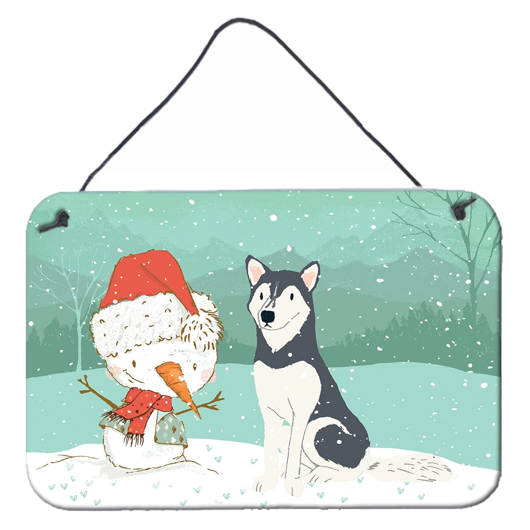 Siberian Husky Snowman Christmas Wall or Door Hanging Prints