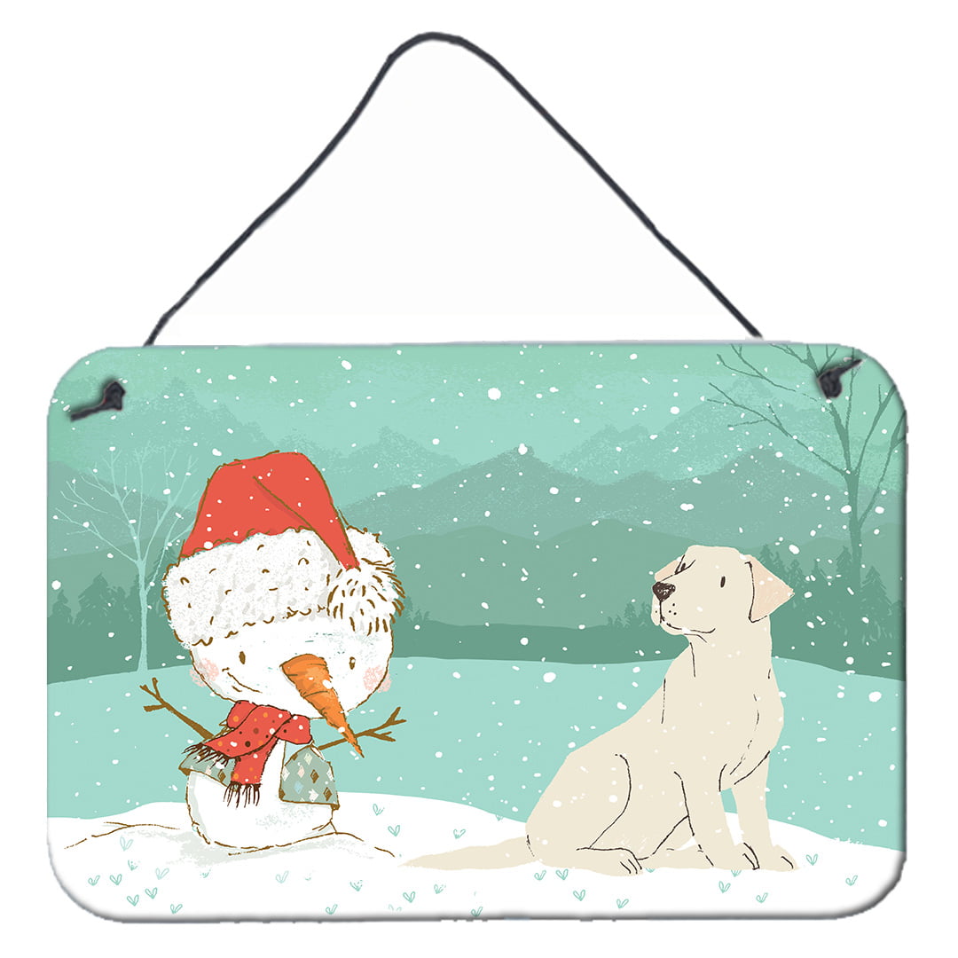 Yellow Labrador Snowman Christmas Wall or Door Hanging Prints