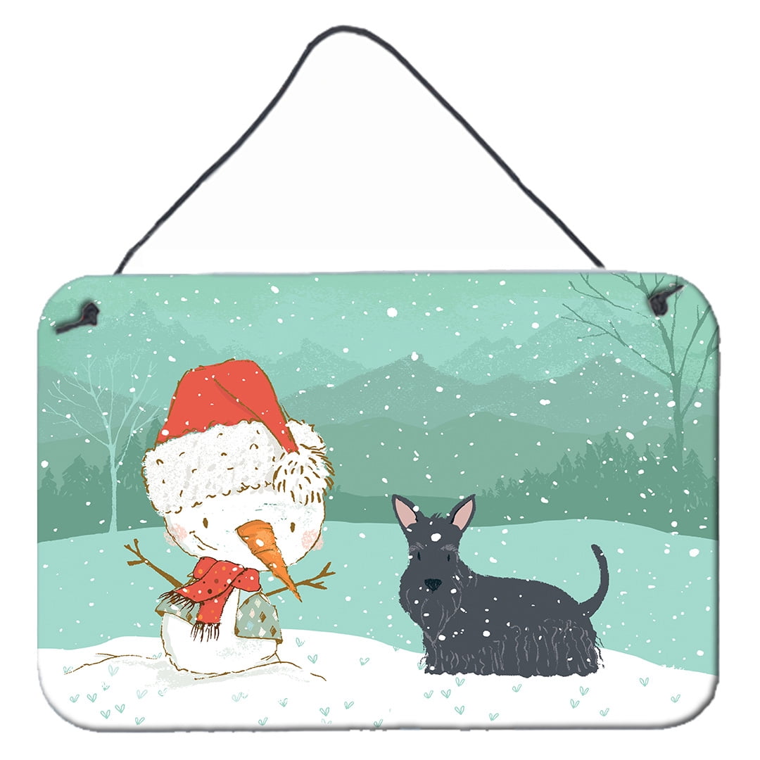 Scottish Terrier Snowman Christmas Wall or Door Hanging Prints