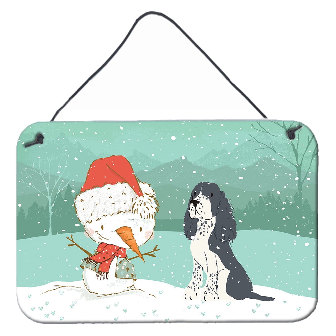 English Springer Spaniel Snowman Christmas Wall or Door Hanging Prints