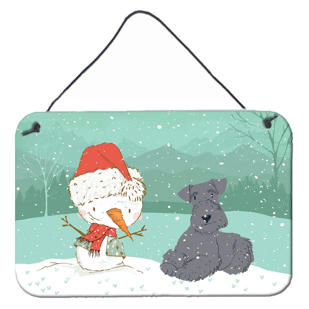 Lakeland Terrier Snowman Christmas Wall or Door Hanging Prints