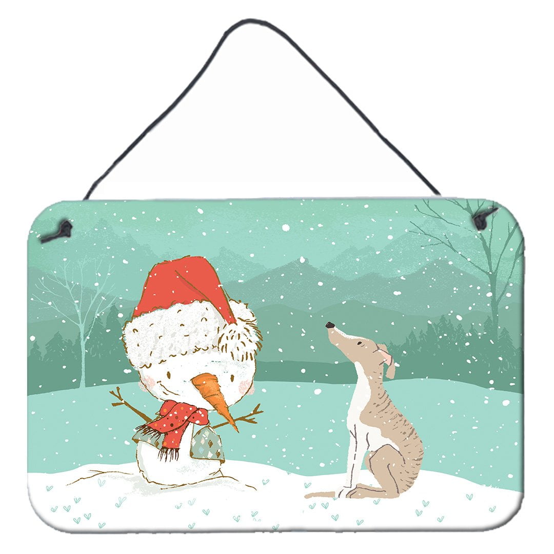 Whippet Snowman Christmas Wall or Door Hanging Prints
