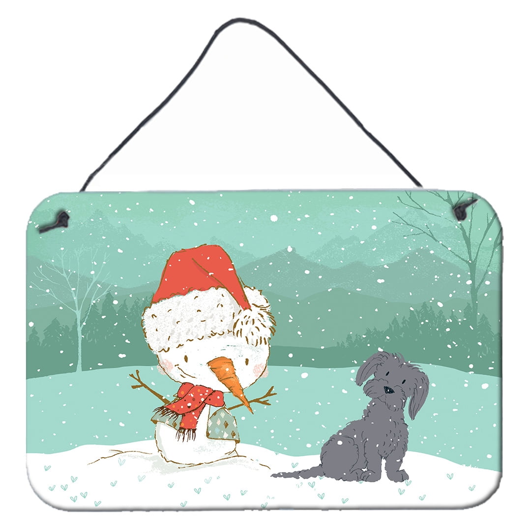 Black Maltese Snowman Christmas Wall or Door Hanging Prints