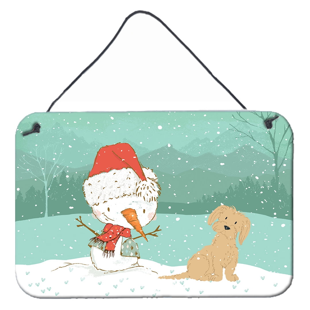 Brown Maltese Snowman Christmas Wall or Door Hanging Prints