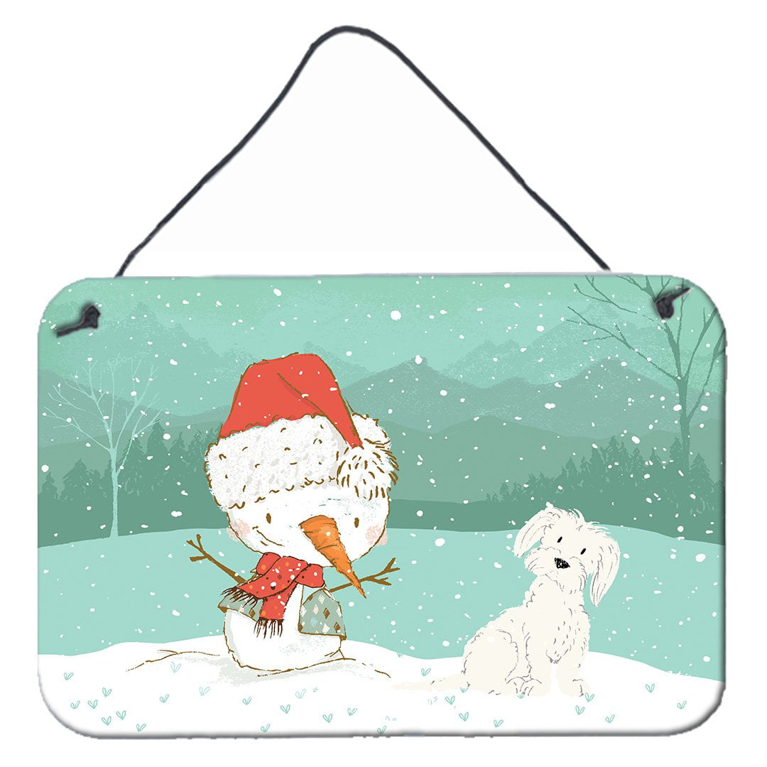 Maltese Snowman Christmas Wall or Door Hanging Prints