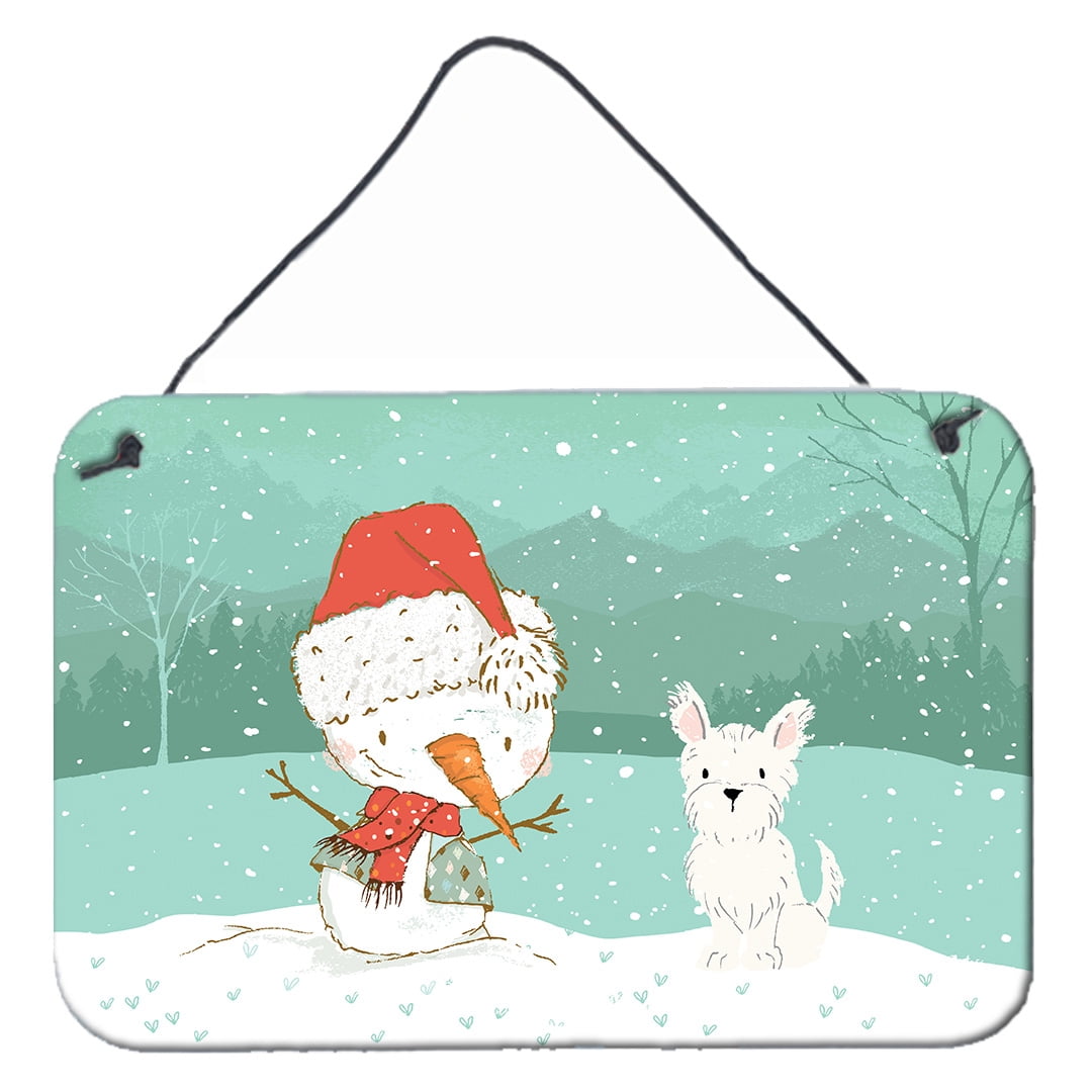 Westie Terrier Snowman Christmas Wall or Door Hanging Prints