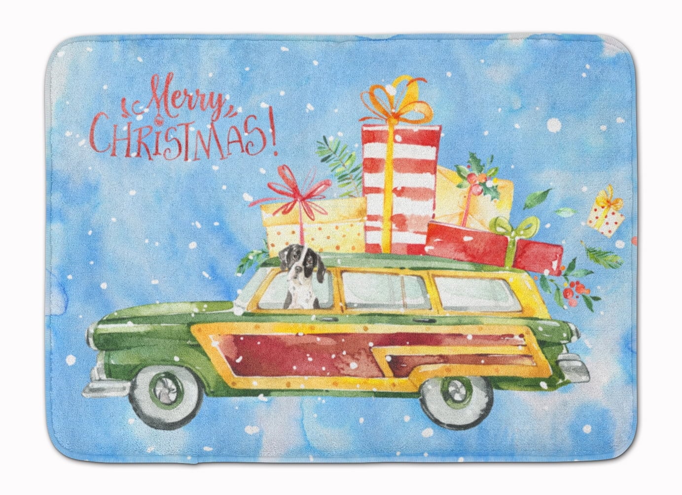 CK2405RUG Merry Christmas English Pointer Machine Washable Memory Foam Mat