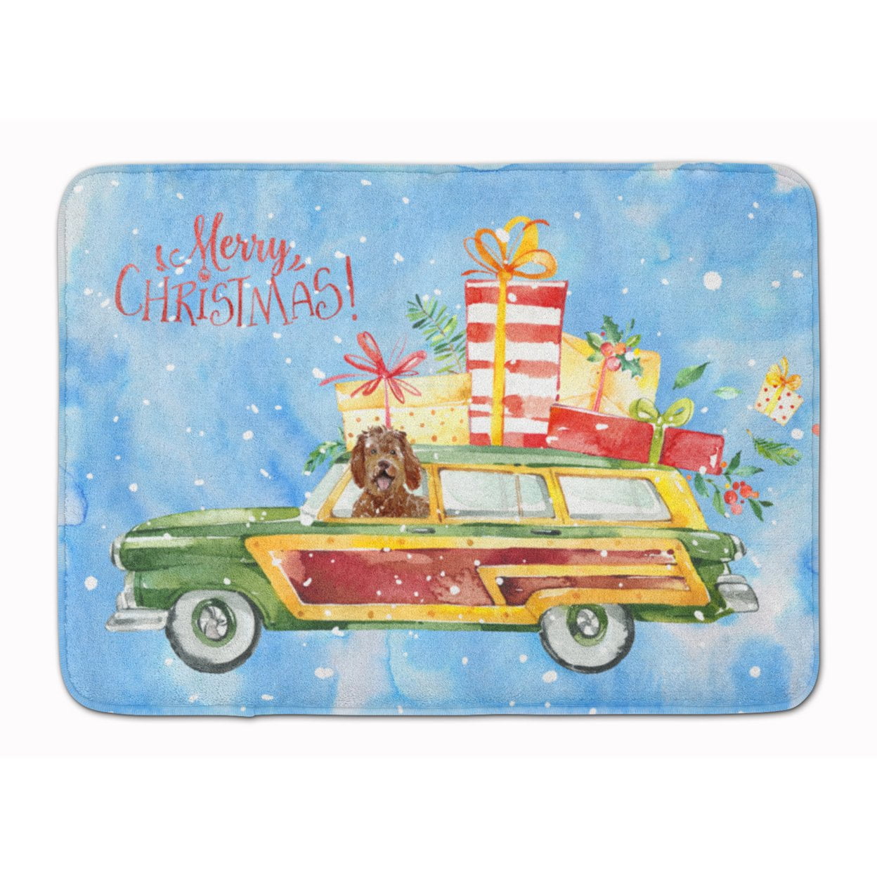 CK2411RUG Merry Christmas Labradoodle Machine Washable Memory Foam Mat