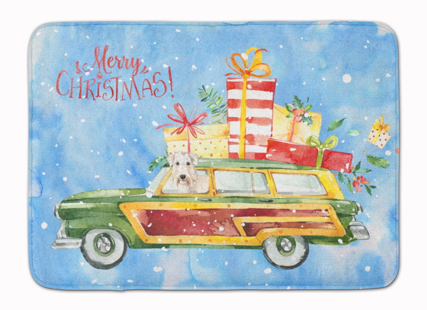 CK2428RUG Merry Christmas Wheaten Terrier Machine Washable Memory Foam Mat