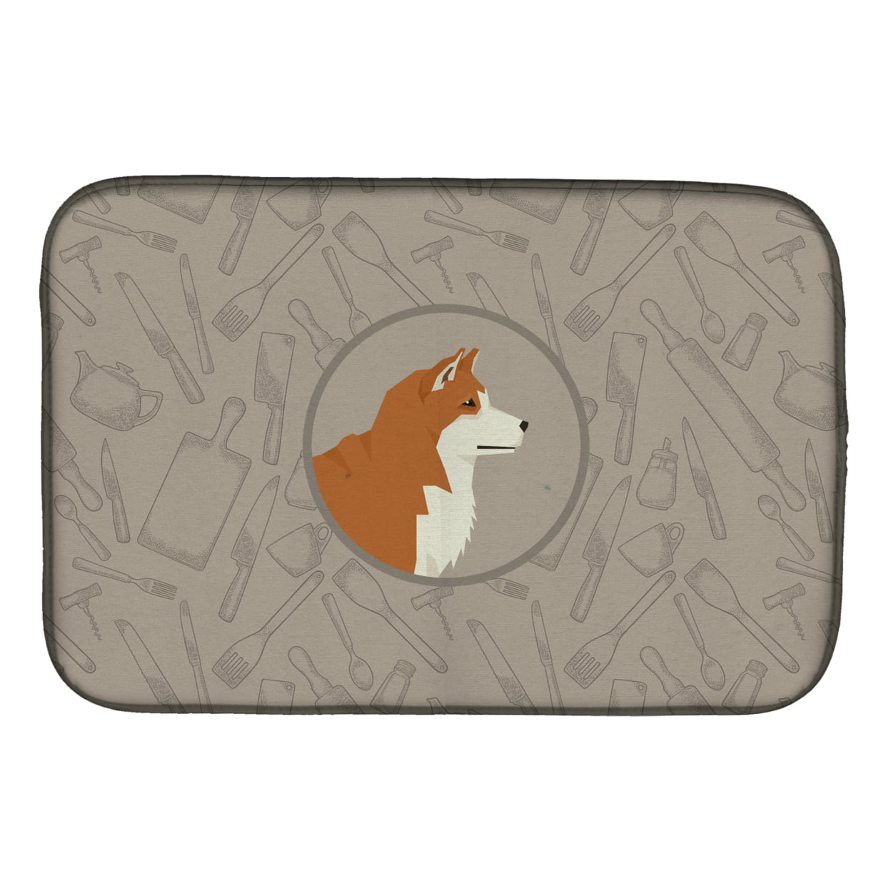 Akita in the Kitchen Dish Drying Mat