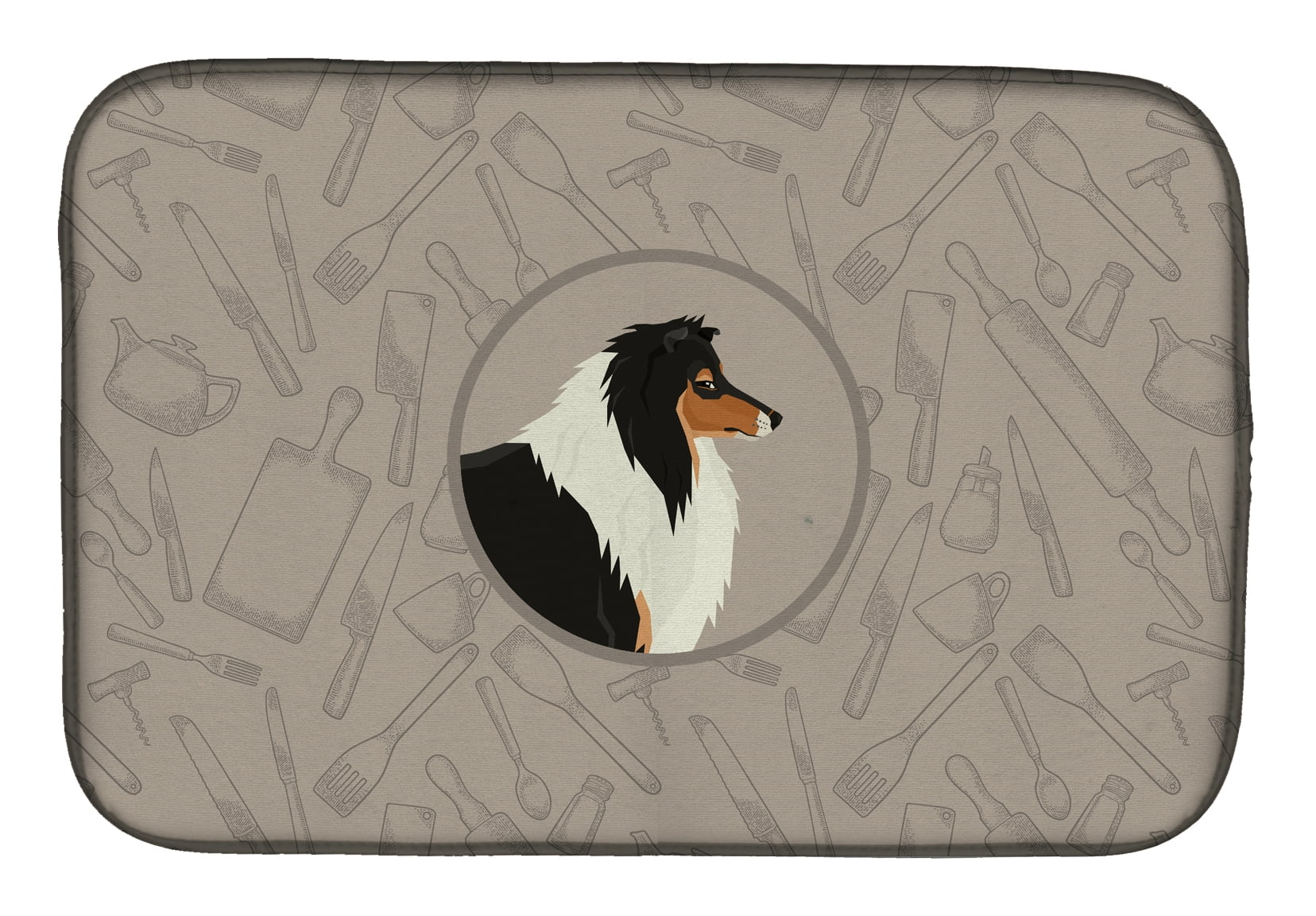 Picture of Carolines Treasures CK2179DDM Collie in the Kitchen Dish Drying Mat