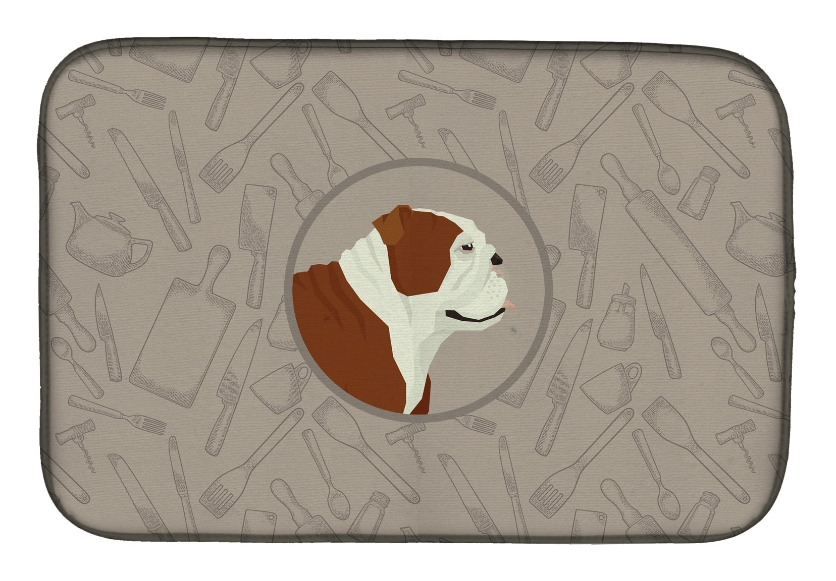 Picture of Carolines Treasures CK2183DDM English Bulldog in the Kitchen Dish Drying Mat
