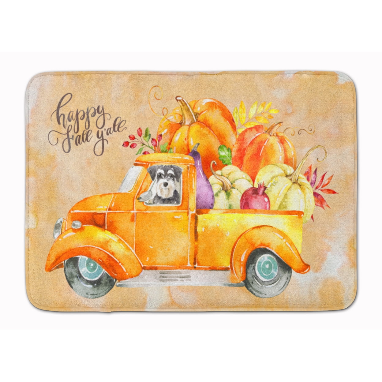 CK2627RUG Fall Harvest Schnauzer Machine Washable Memory Foam Mat