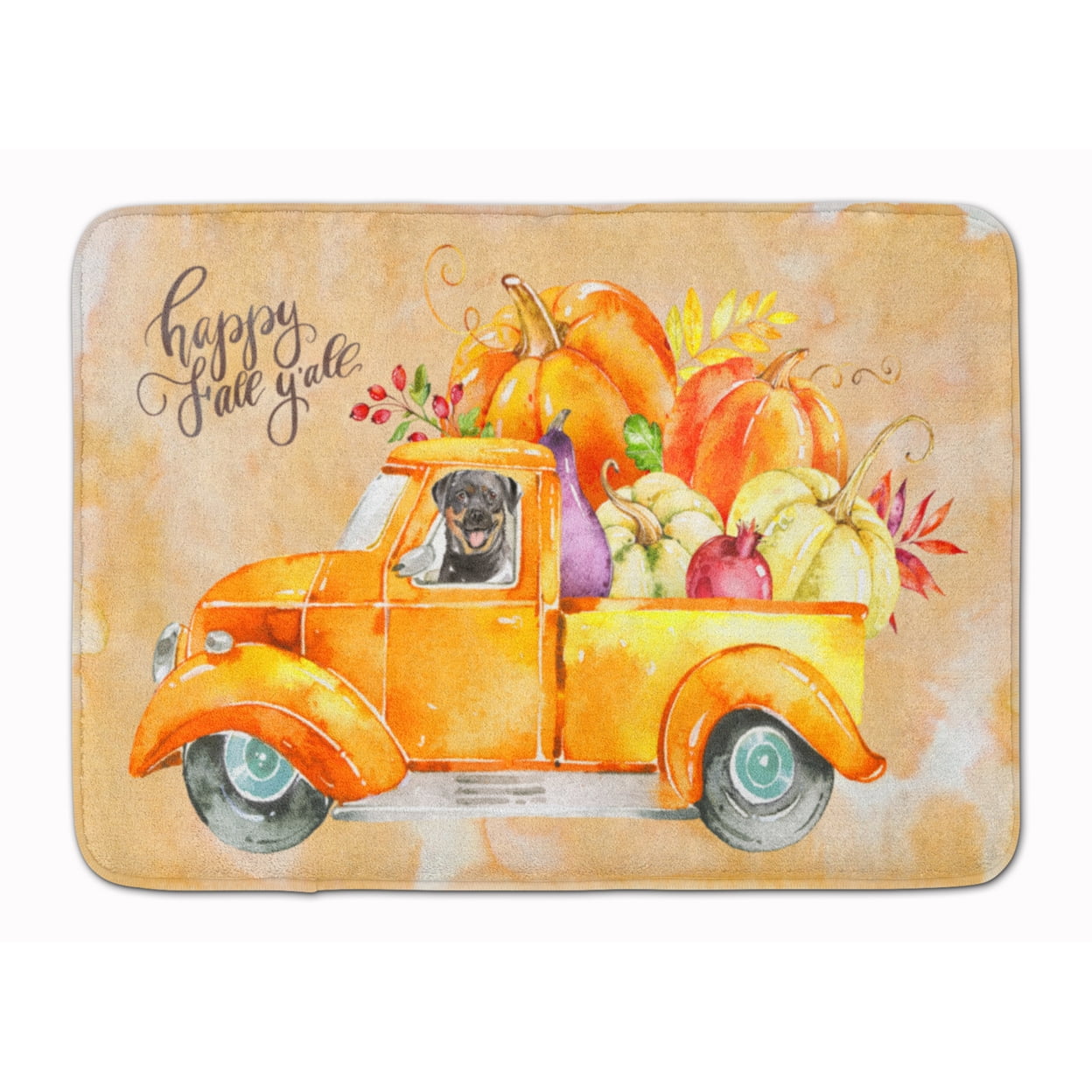 CK2629RUG Fall Harvest Rottweiler Machine Washable Memory Foam Mat