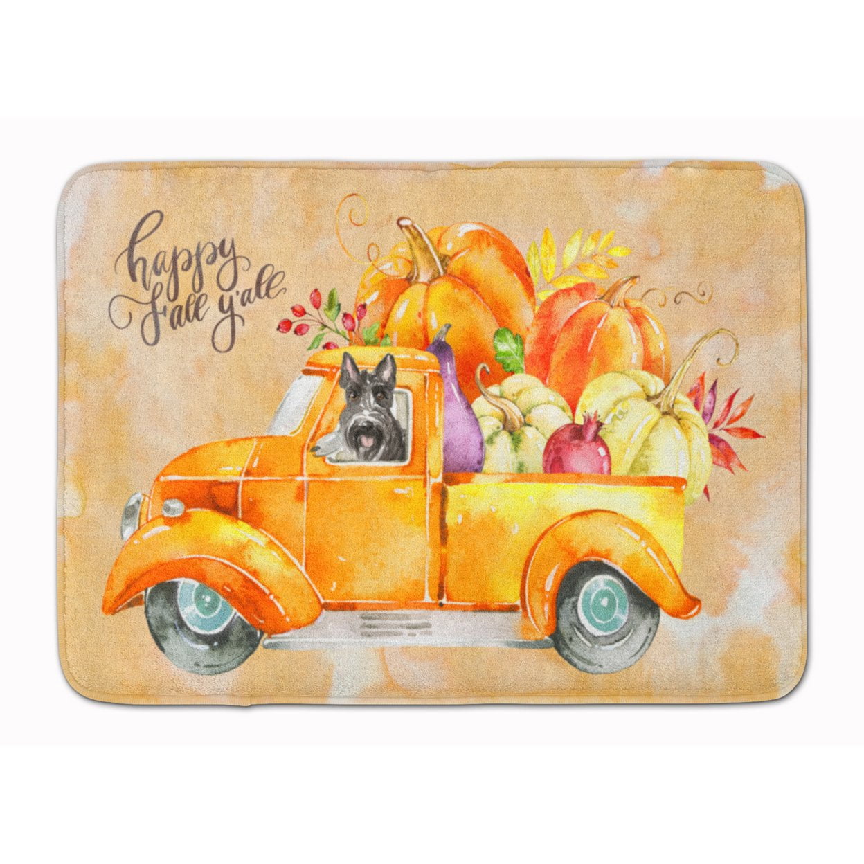 CK2632RUG Fall Harvest Scottish Terrier Machine Washable Memory Foam Mat