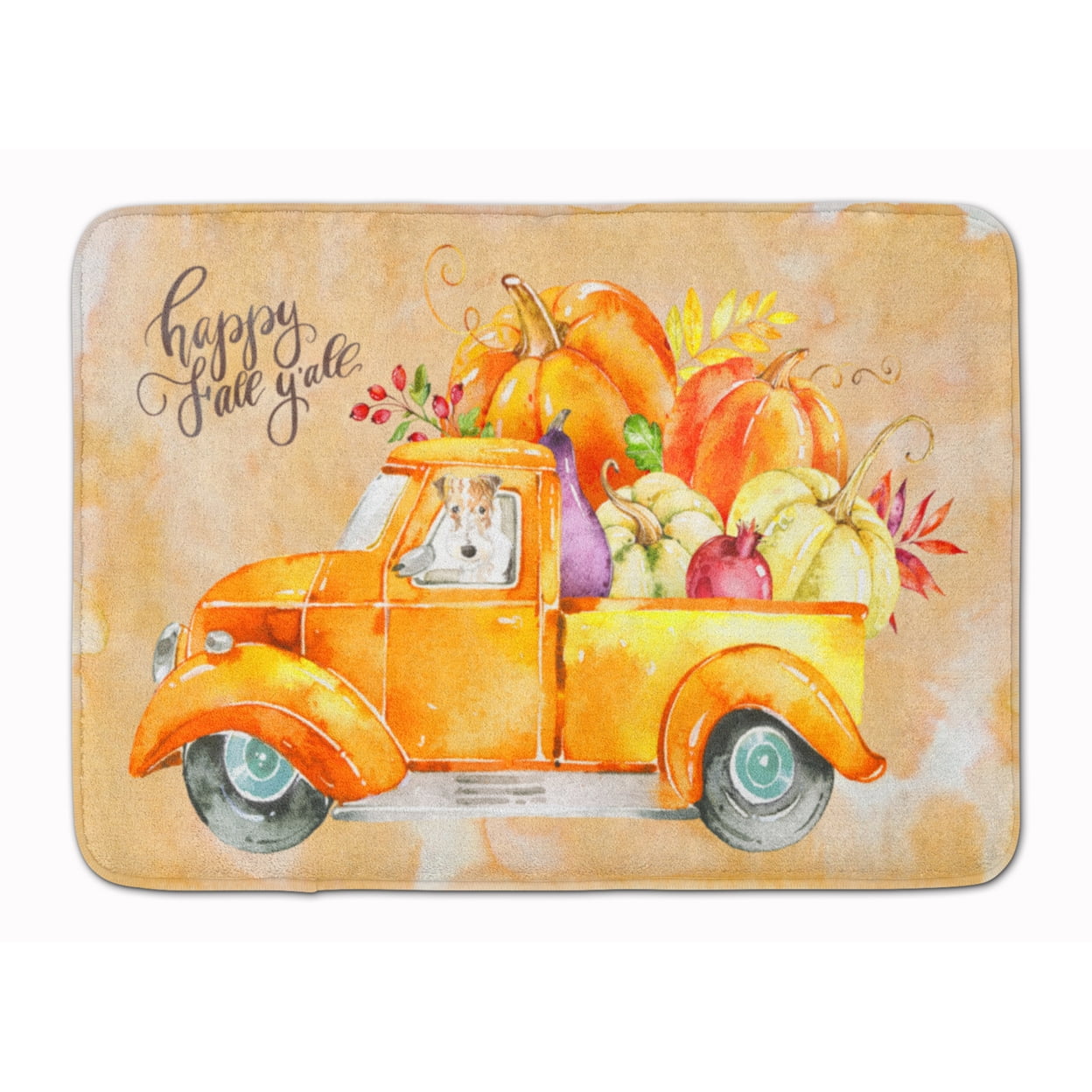 CK2642RUG Fall Harvest Fox Terrier Machine Washable Memory Foam Mat