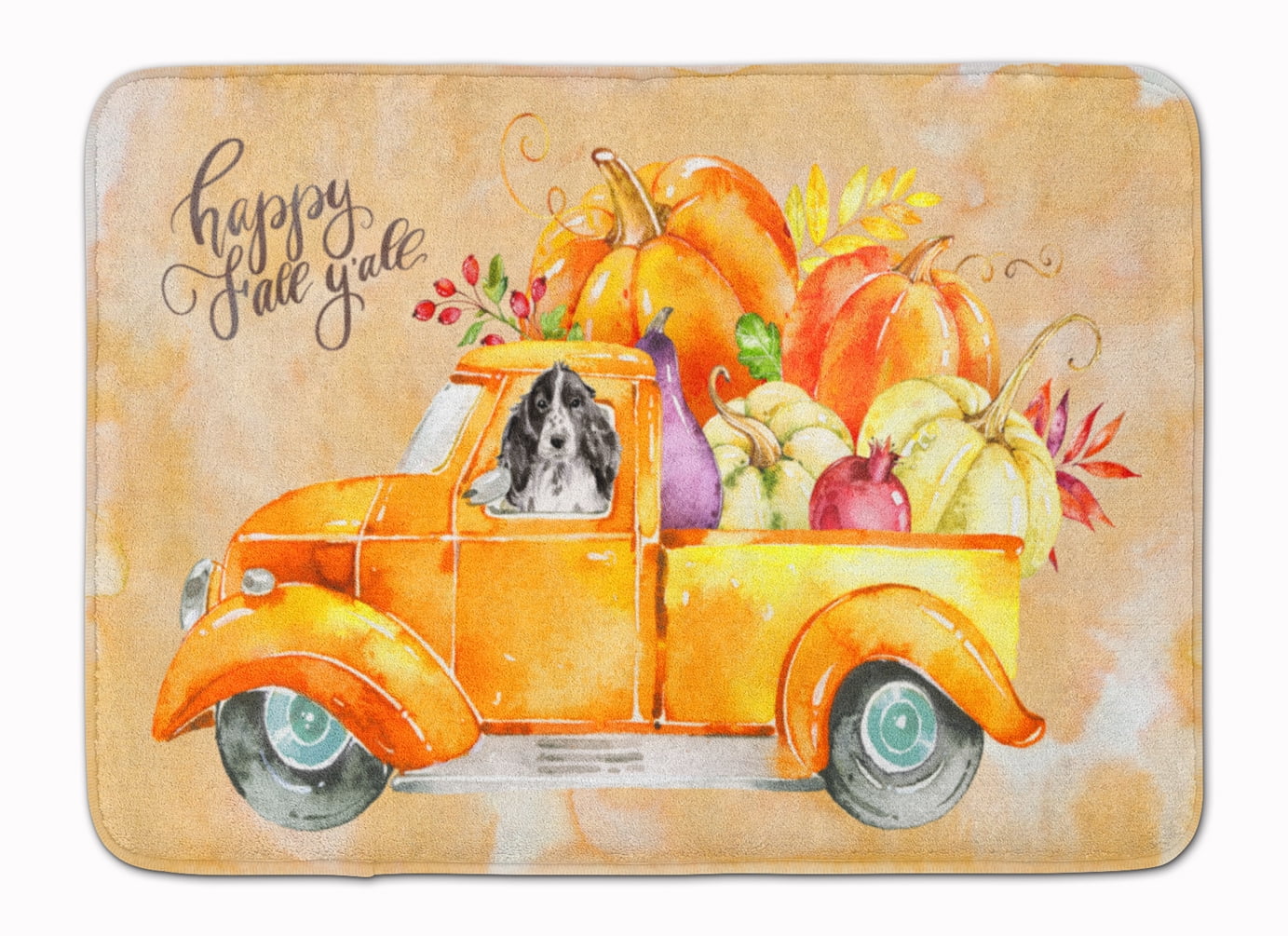 Fall Harvest Black Parti Cocker Spaniel Machine Washable Memory Foam Mat
