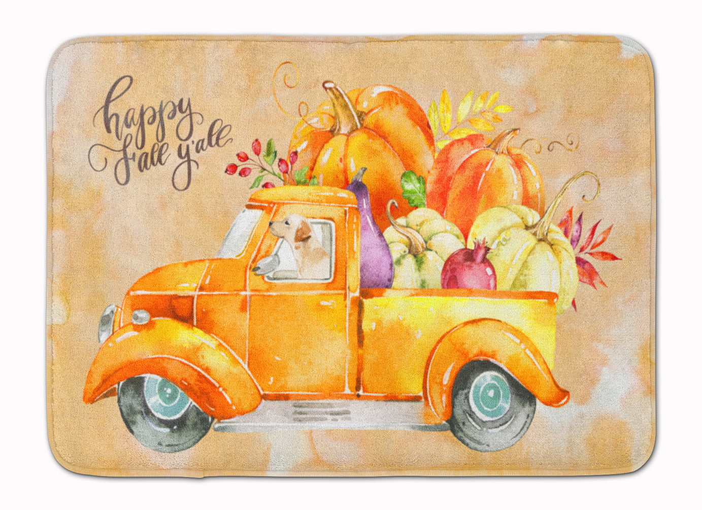 CK2671RUG Fall Harvest Labrador Retriever Yellow Machine Washable Memory Foam Mat