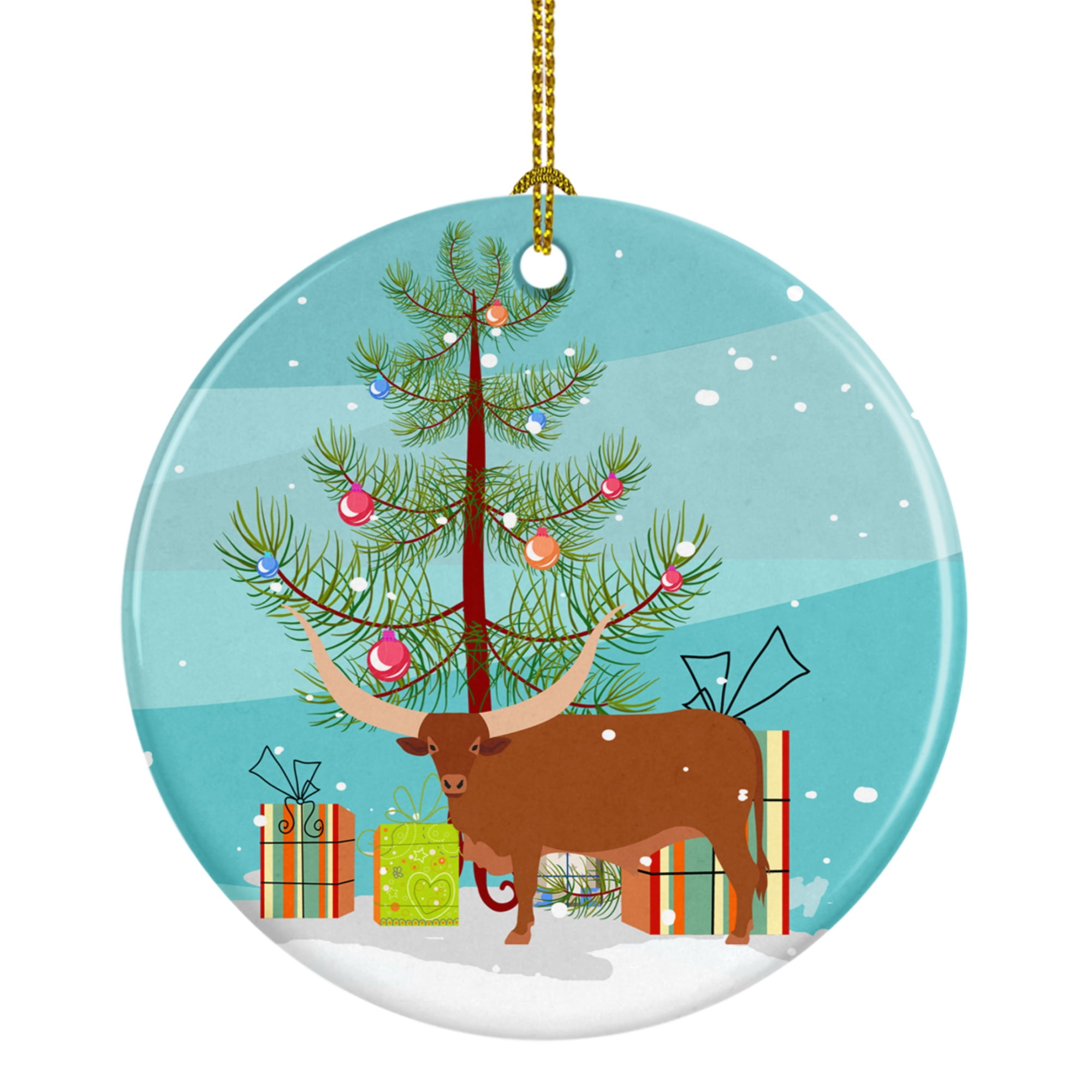 Ankole-Watusu Cow Christmas Ceramic Ornament