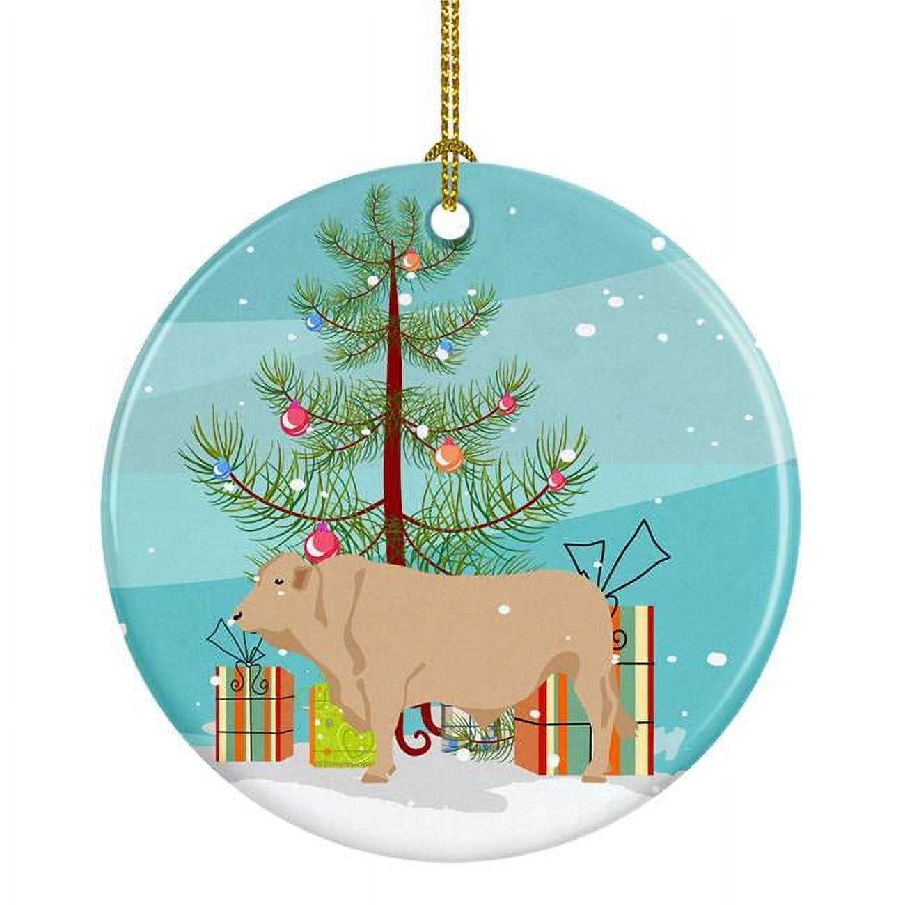 Charolais Cow Christmas Ceramic Ornament