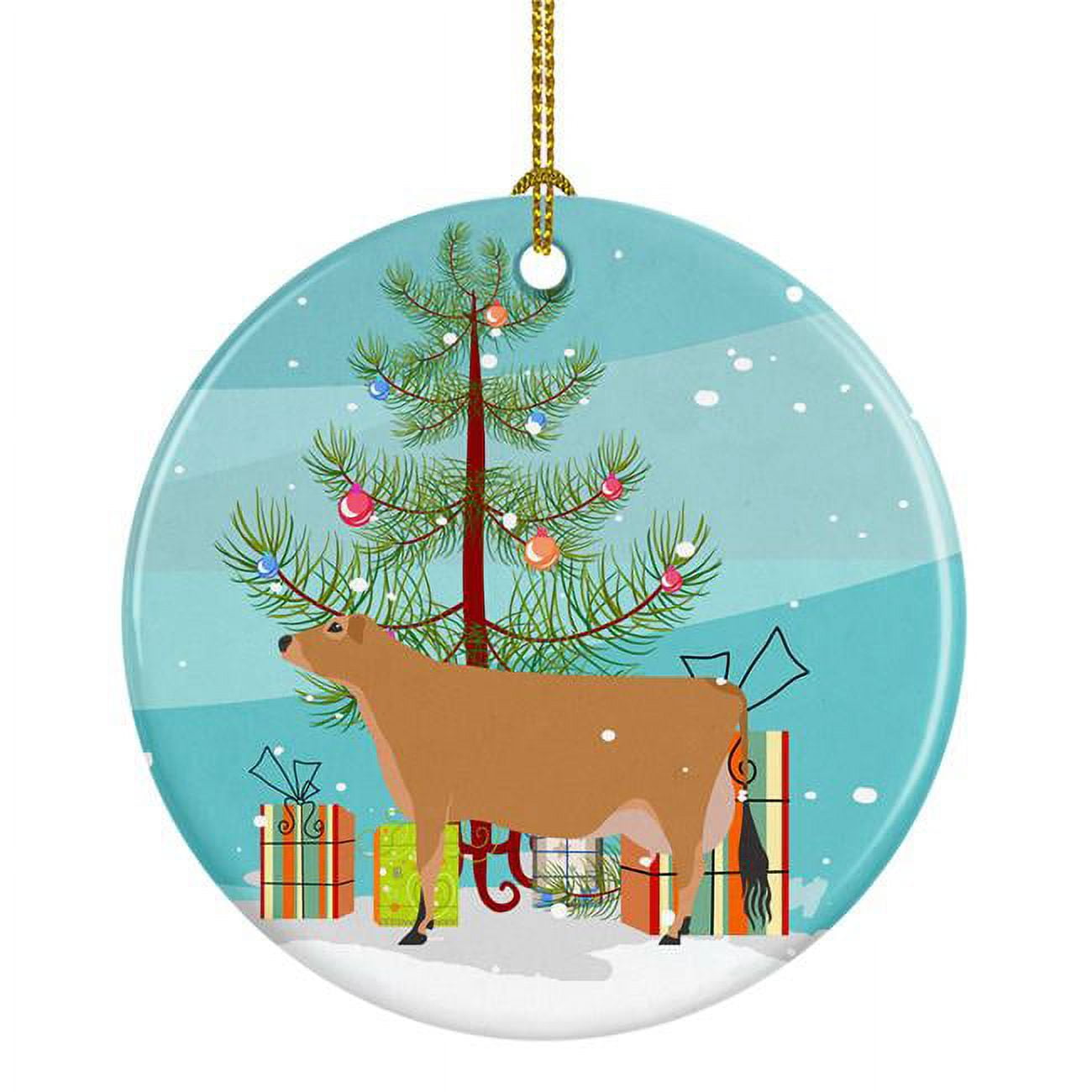 Jersey Cow Christmas Ceramic Ornament