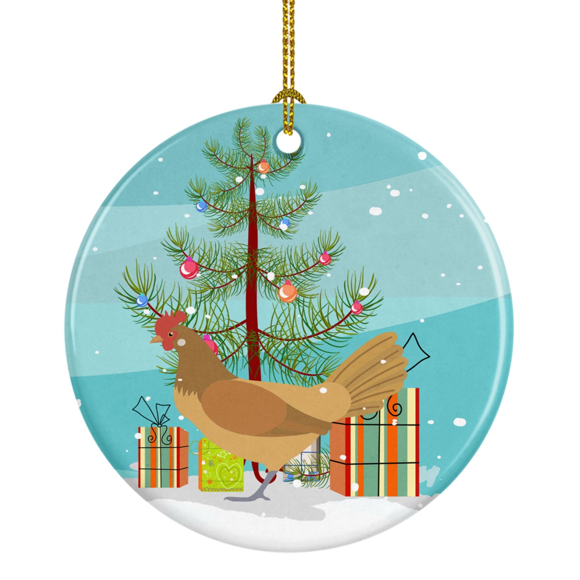 Frisian Friesian Chicken Christmas Ceramic Ornament