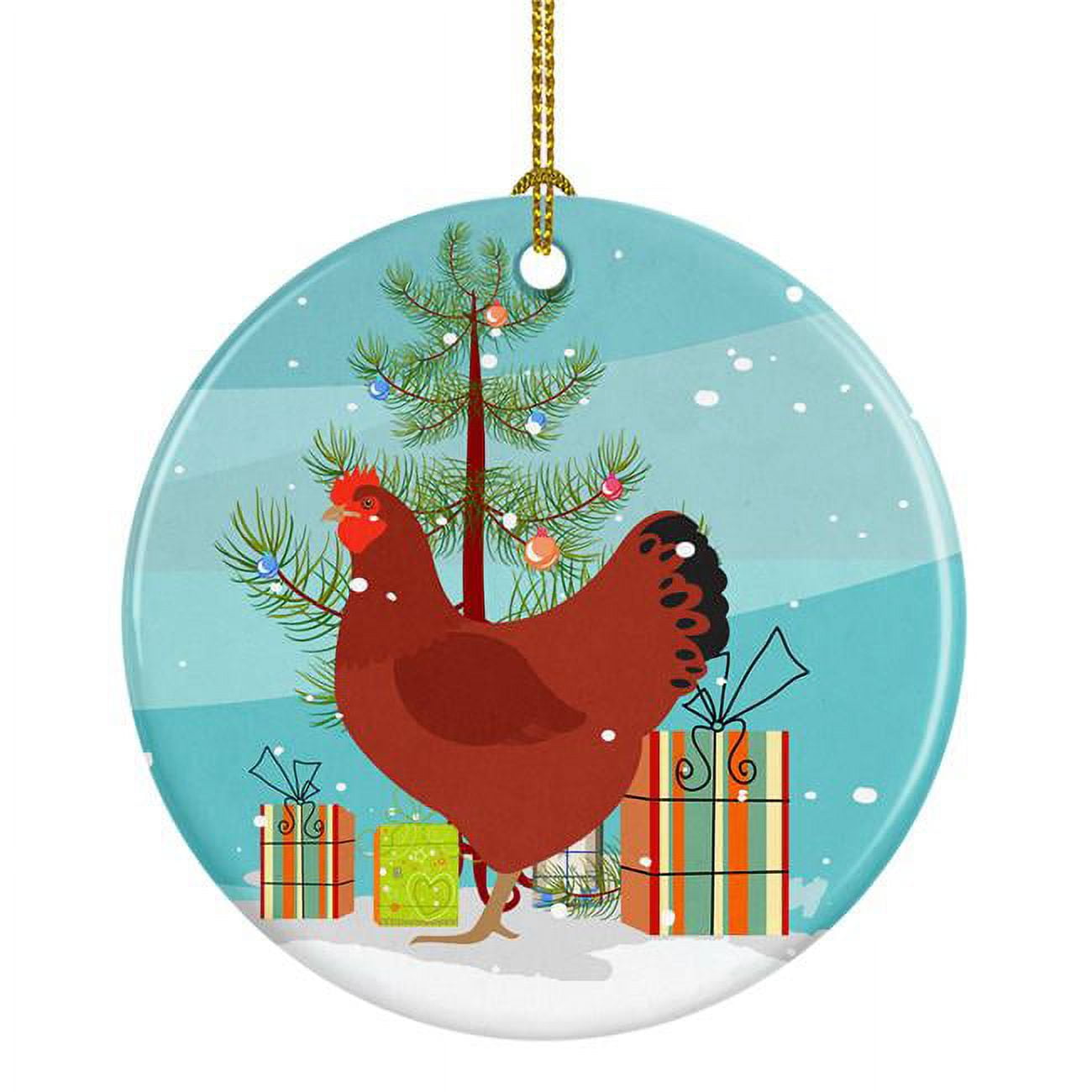 New Hampshire Red Chicken Christmas Ceramic Ornament