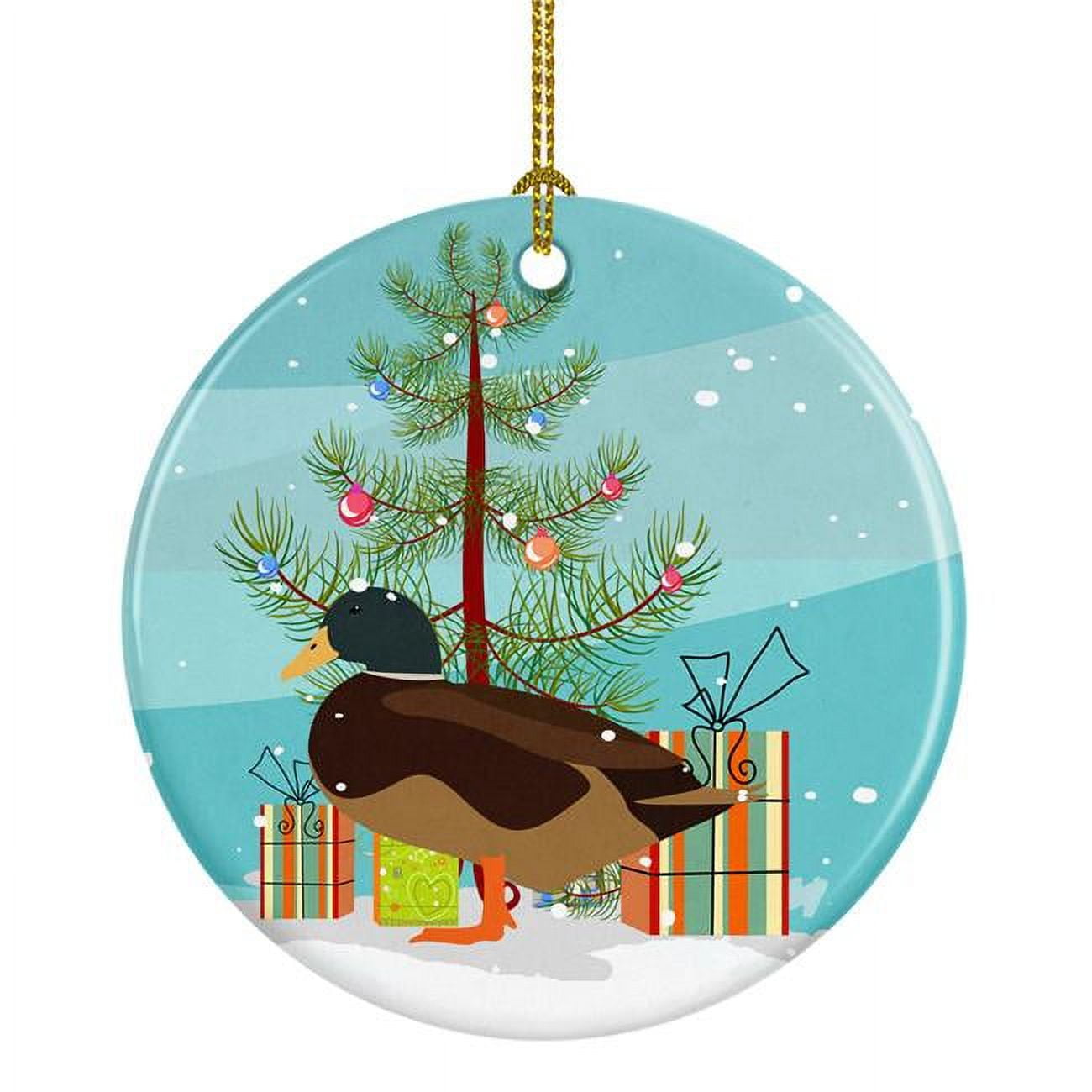 BB9234CO1 Silver Bantam Duck Christmas Ceramic Ornament