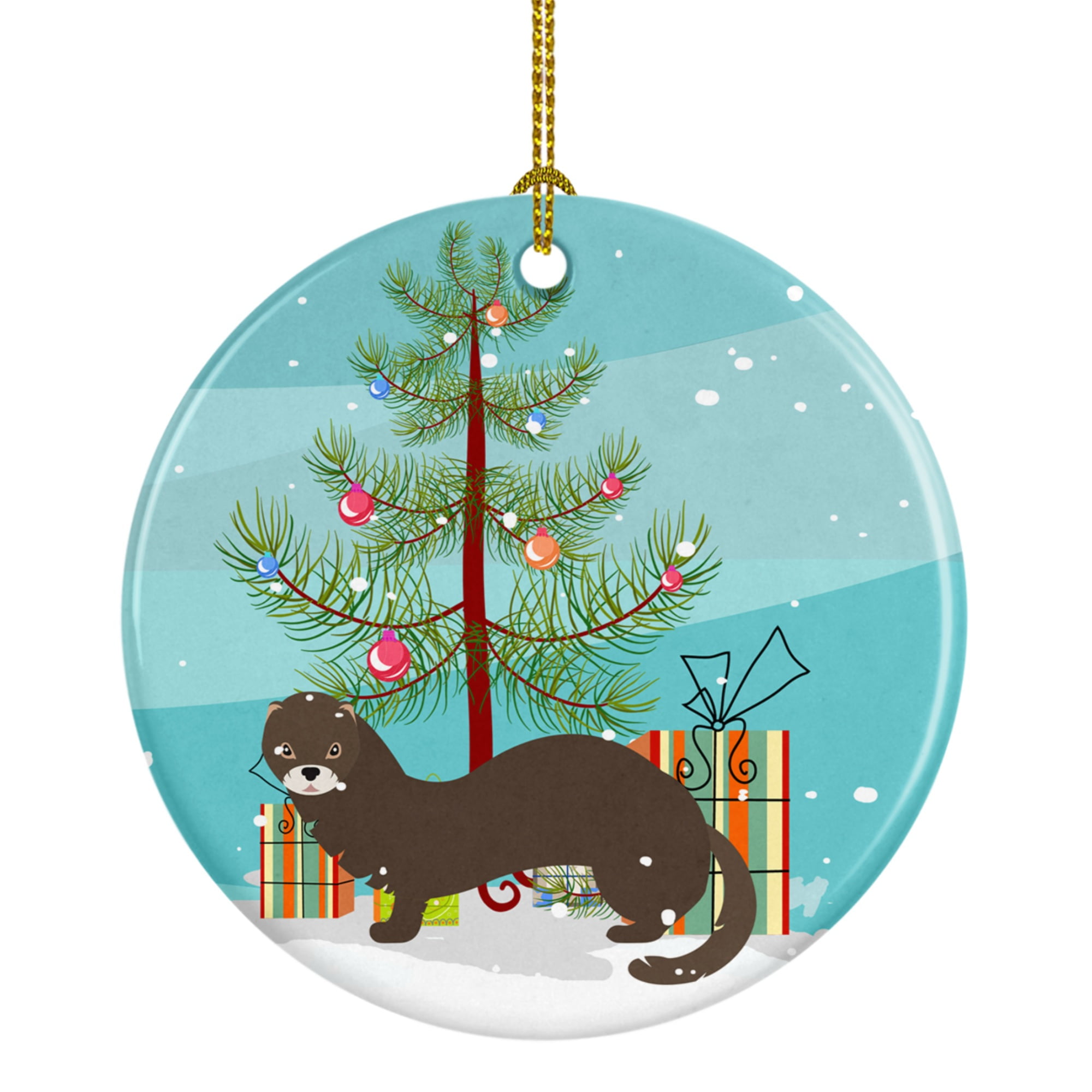 Russian or European Mink Christmas Ceramic Ornament