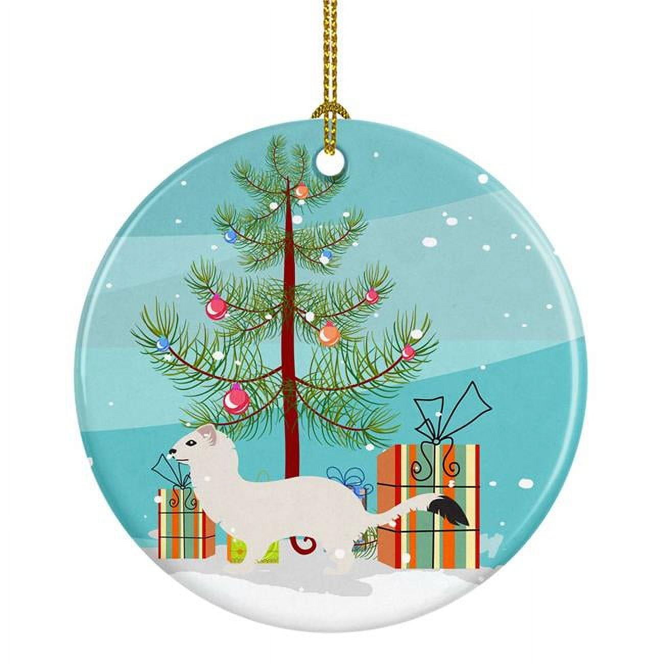 Stoat Short-tailed Weasel Christmas Ceramic Ornament