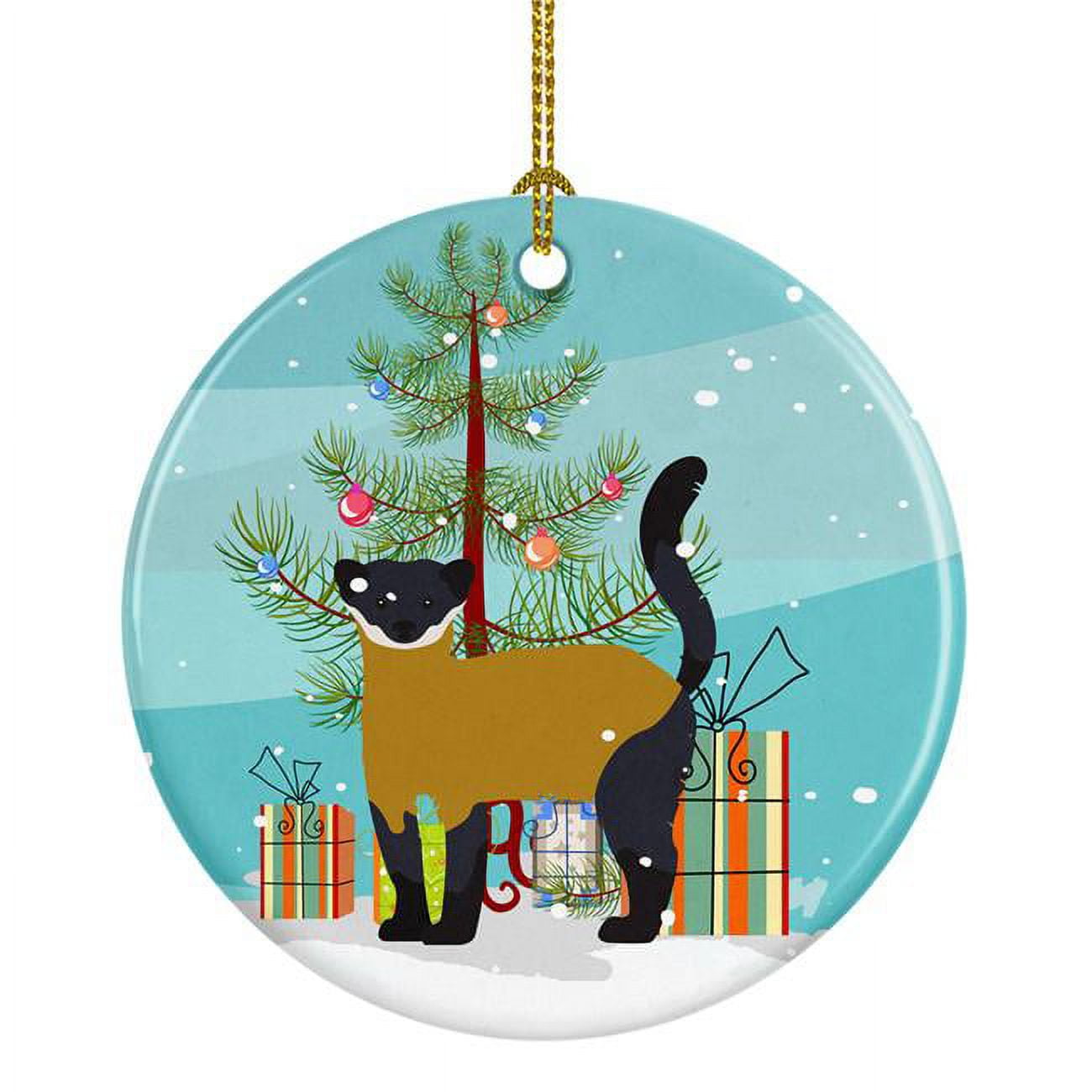 Yellow-Throated Marten Christmas Ceramic Ornament