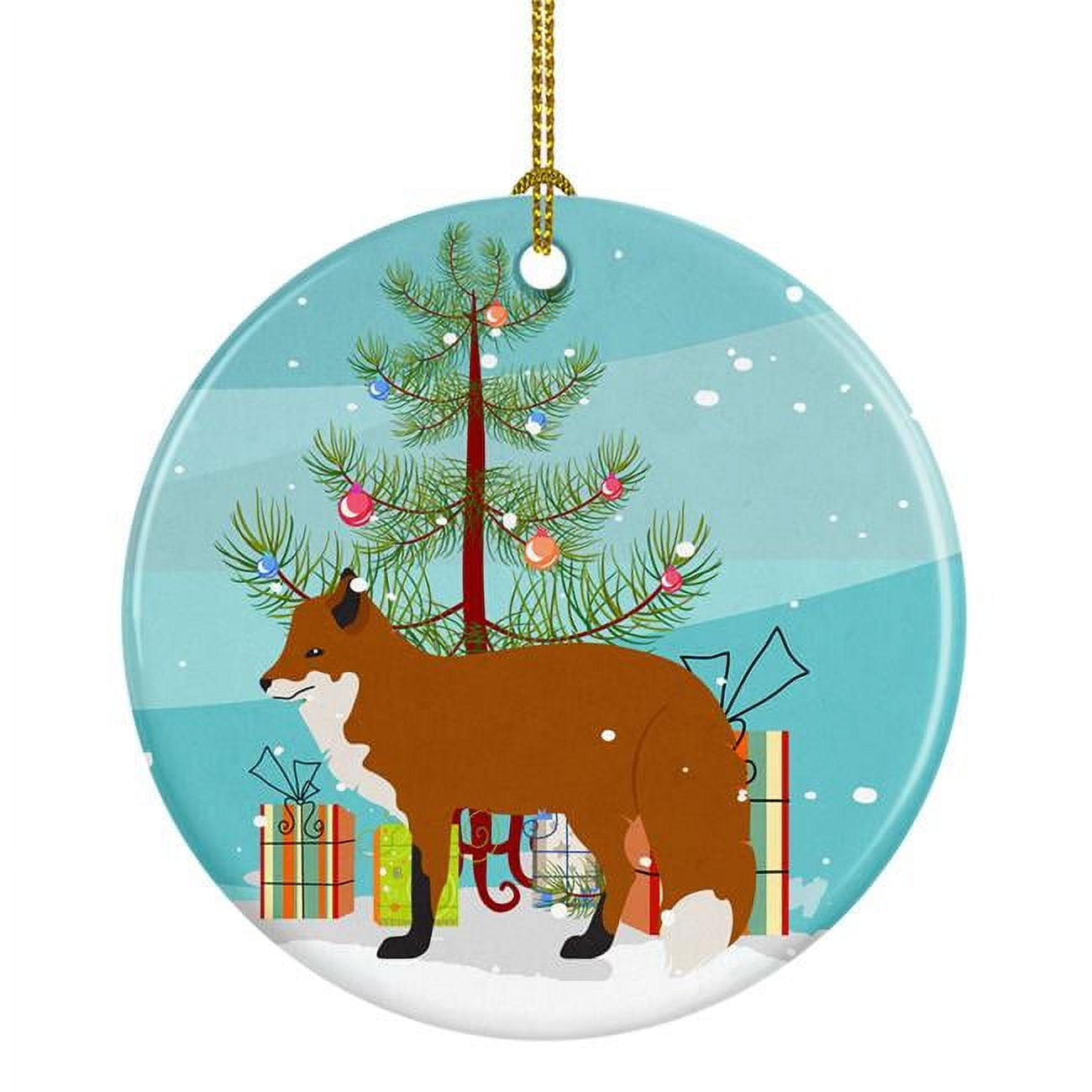 BB9243CO1 Red Fox Christmas Ceramic Ornament