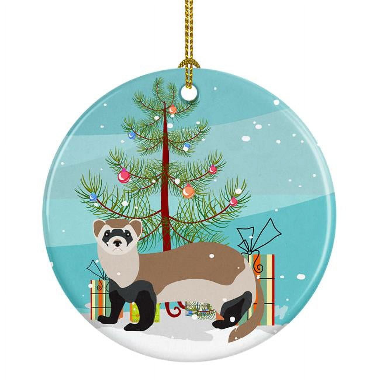 Ferret Christmas Ceramic Ornament