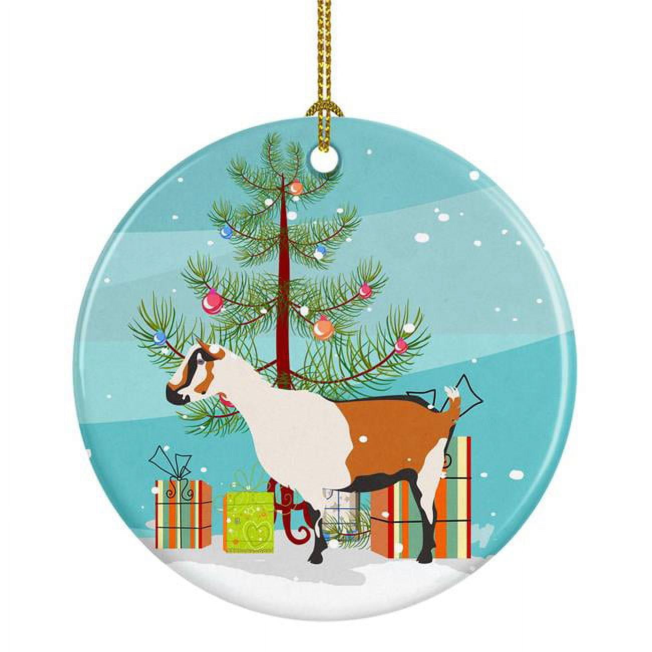 Alpine Goat Christmas Ceramic Ornament