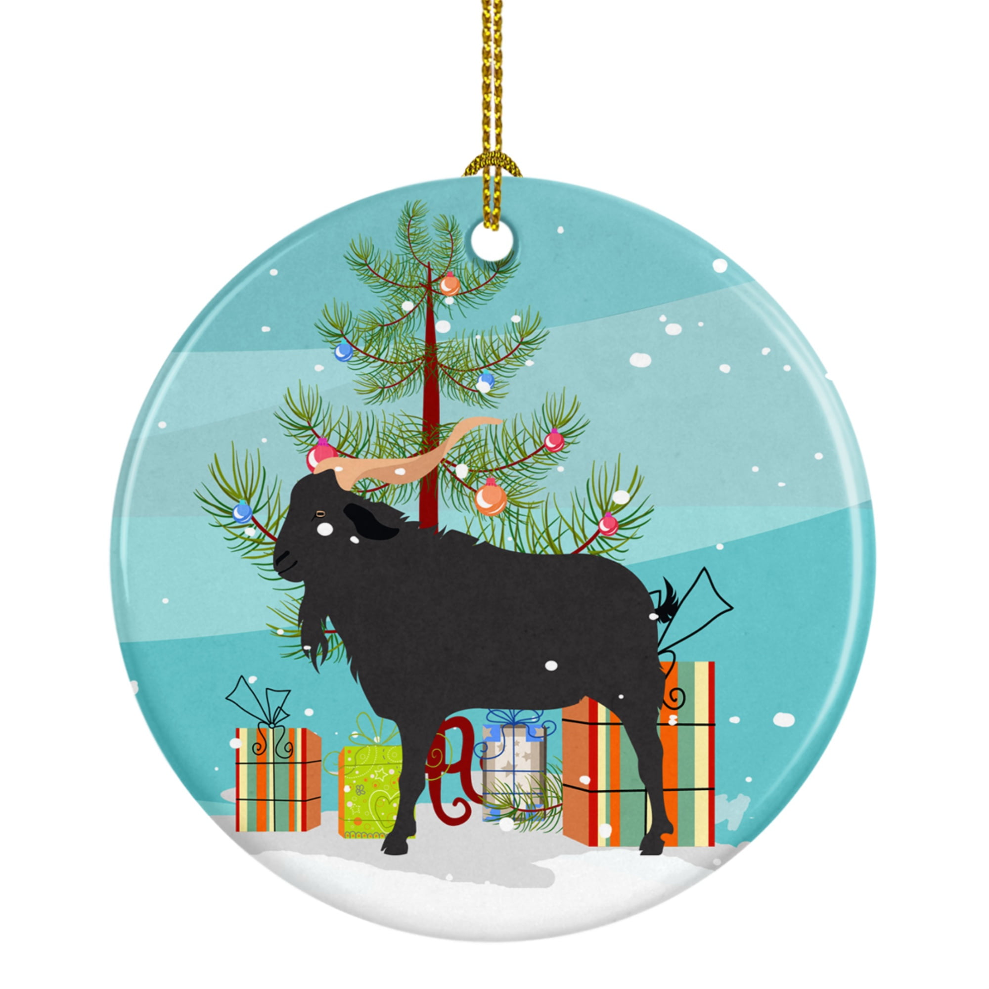 Verata Goat Christmas Ceramic Ornament