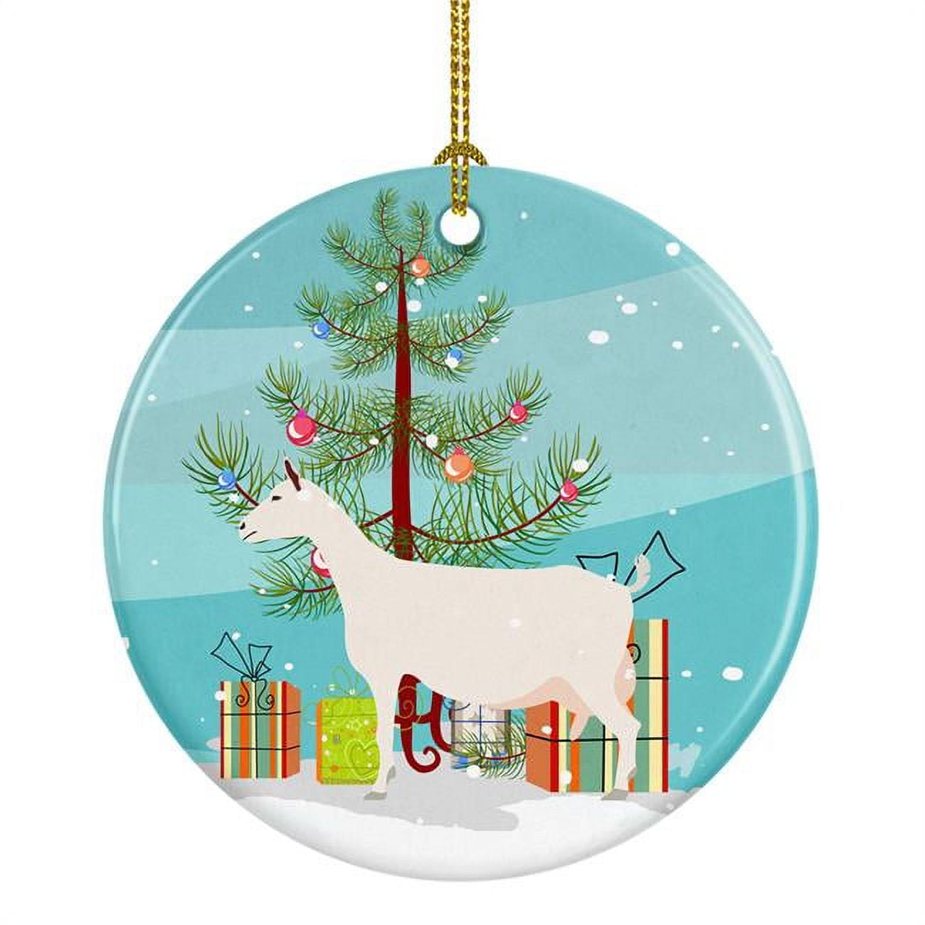 Saanen Goat Christmas Ceramic Ornament