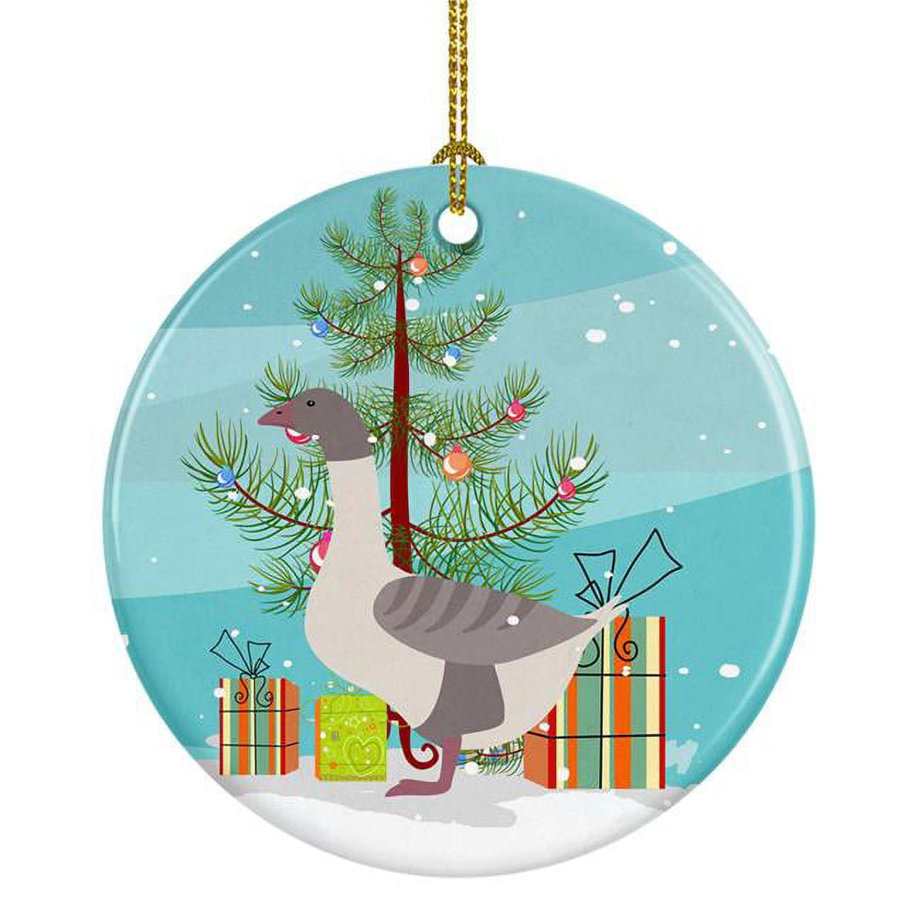 Buff Grey Back Goose Christmas Ceramic Ornament