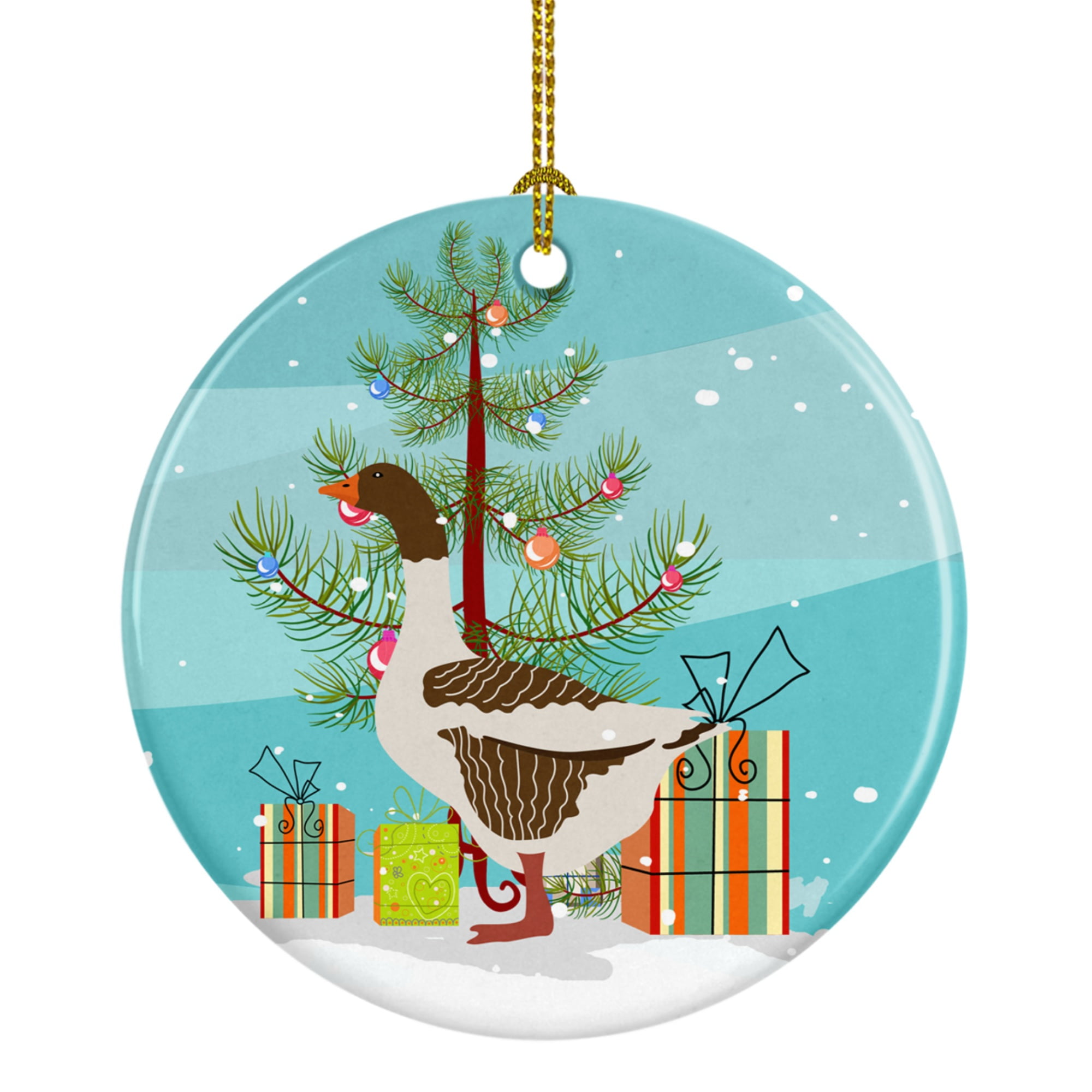 Pomeranian Rogener Goose Christmas Ceramic Ornament