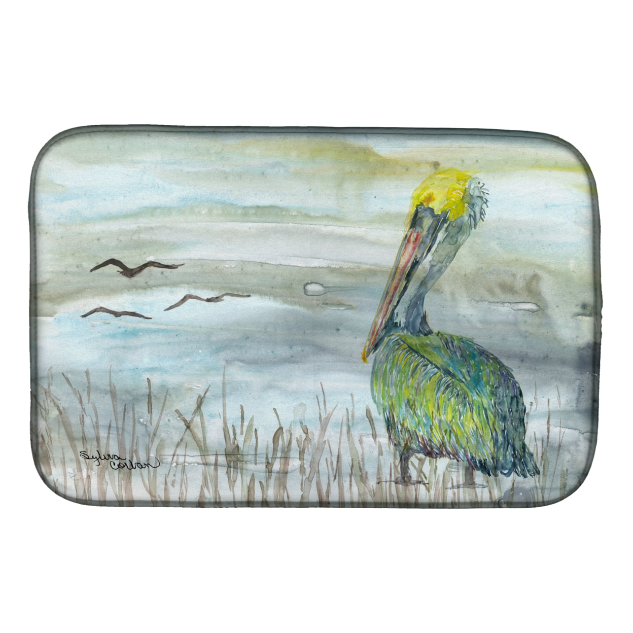 Picture of Carolines Treasures SC2008DDM Pelican Watercolor Dish Drying Mat