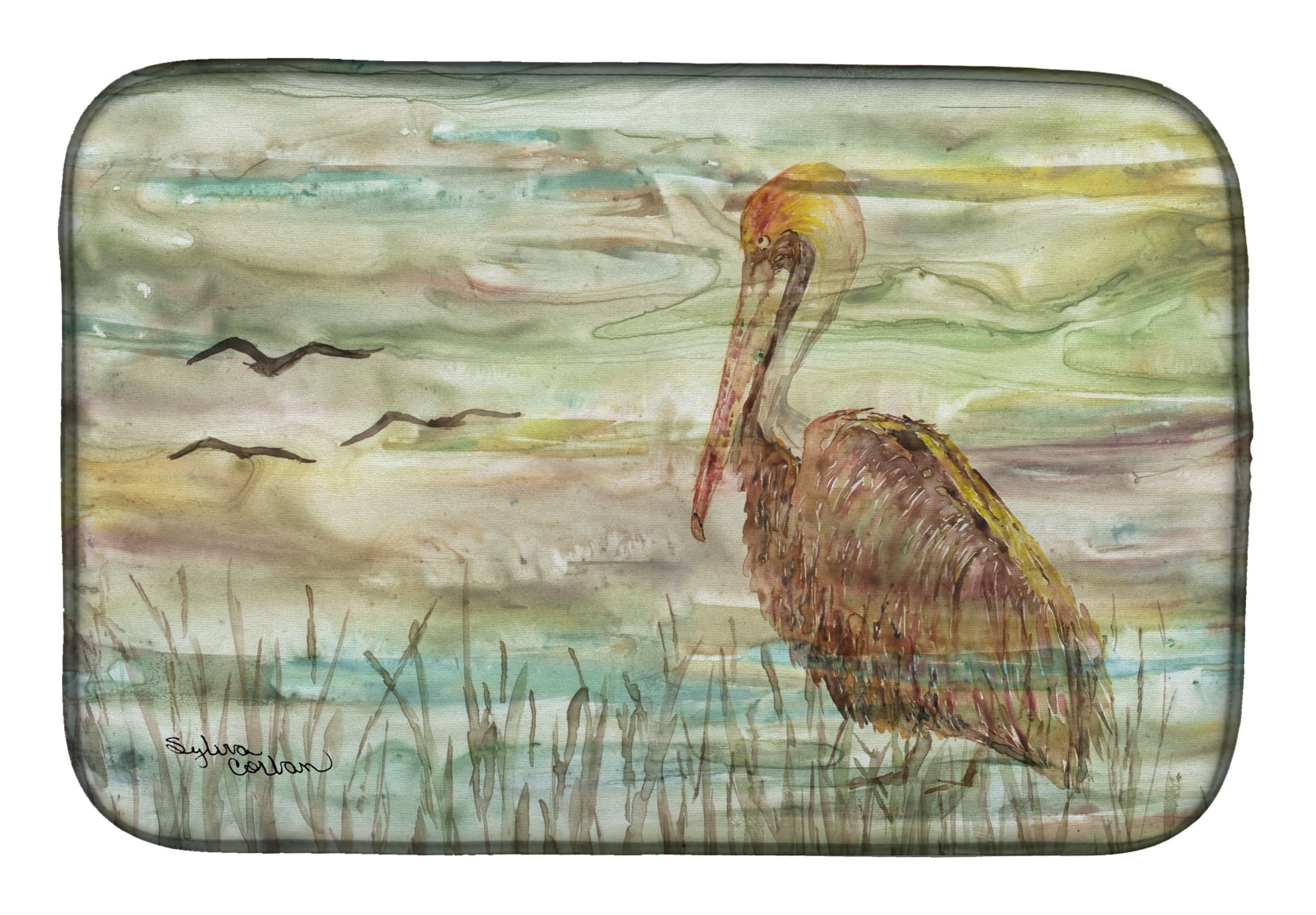 Picture of Carolines Treasures SC2011DDM Brown Pelican Sunset Dish Drying Mat