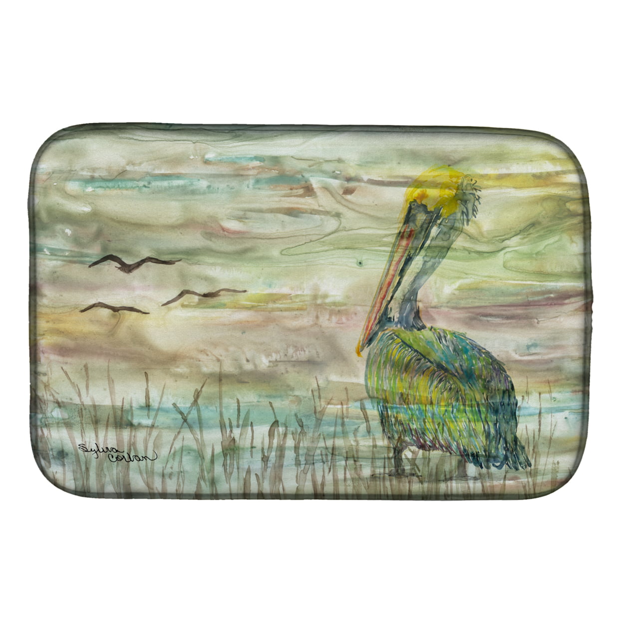 Picture of Carolines Treasures SC2012DDM Pelican Sunset Dish Drying Mat