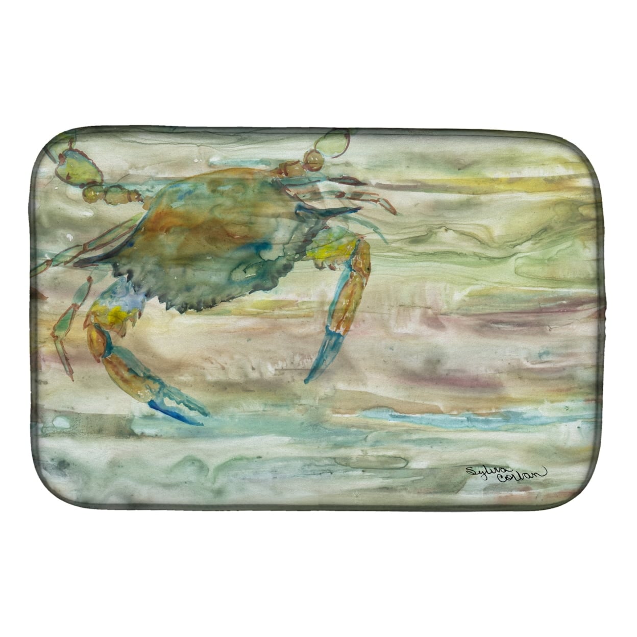 Picture of Carolines Treasures SC2013DDM Blue Crab Sunset Dish Drying Mat