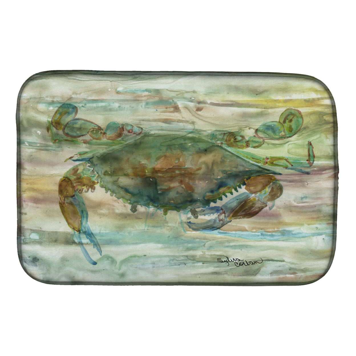 Picture of Carolines Treasures SC2015DDM Crab a Leg Up Sunset Dish Drying Mat