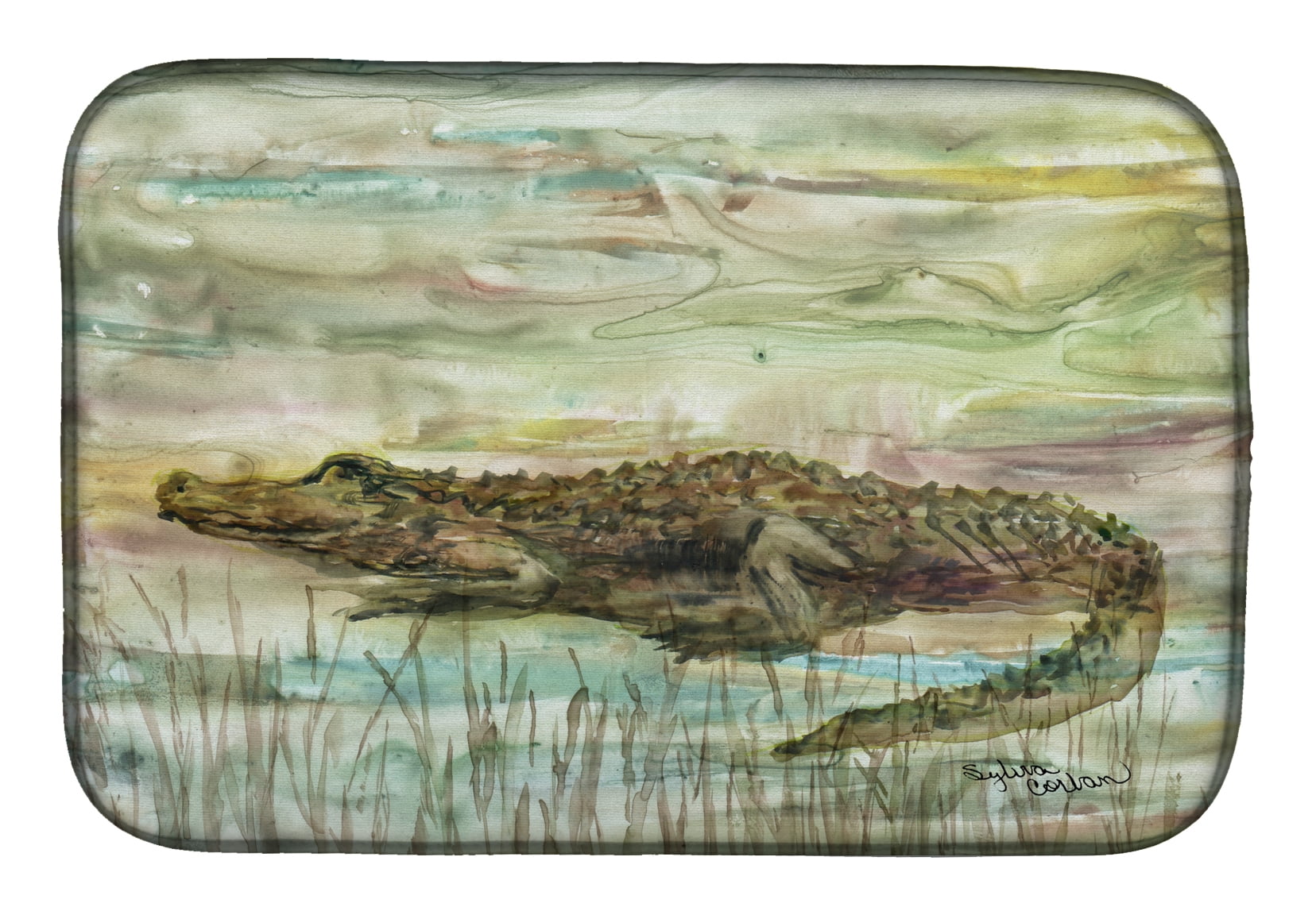 Picture of Carolines Treasures SC2016DDM Alligator Sunset Dish Drying Mat